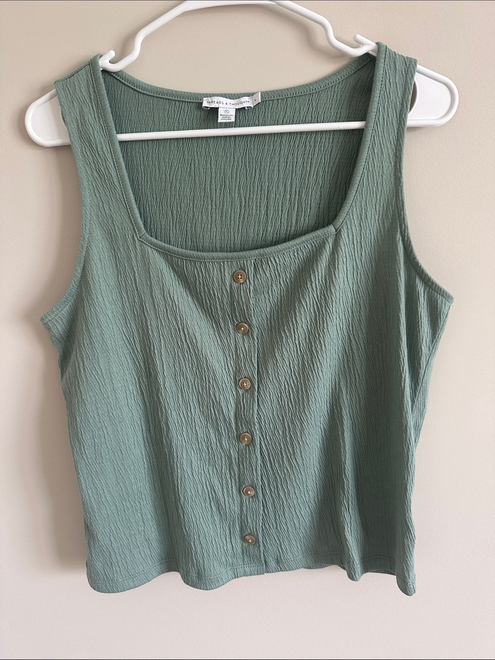 Threads 4 Thought Sage Green Button-Front Square Neck Tank